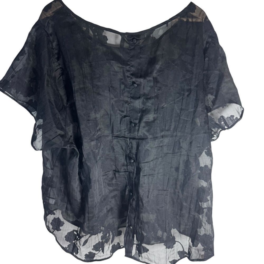 Torrid Black Burnout Sheer Short Sleeve Top Sz 3/3X